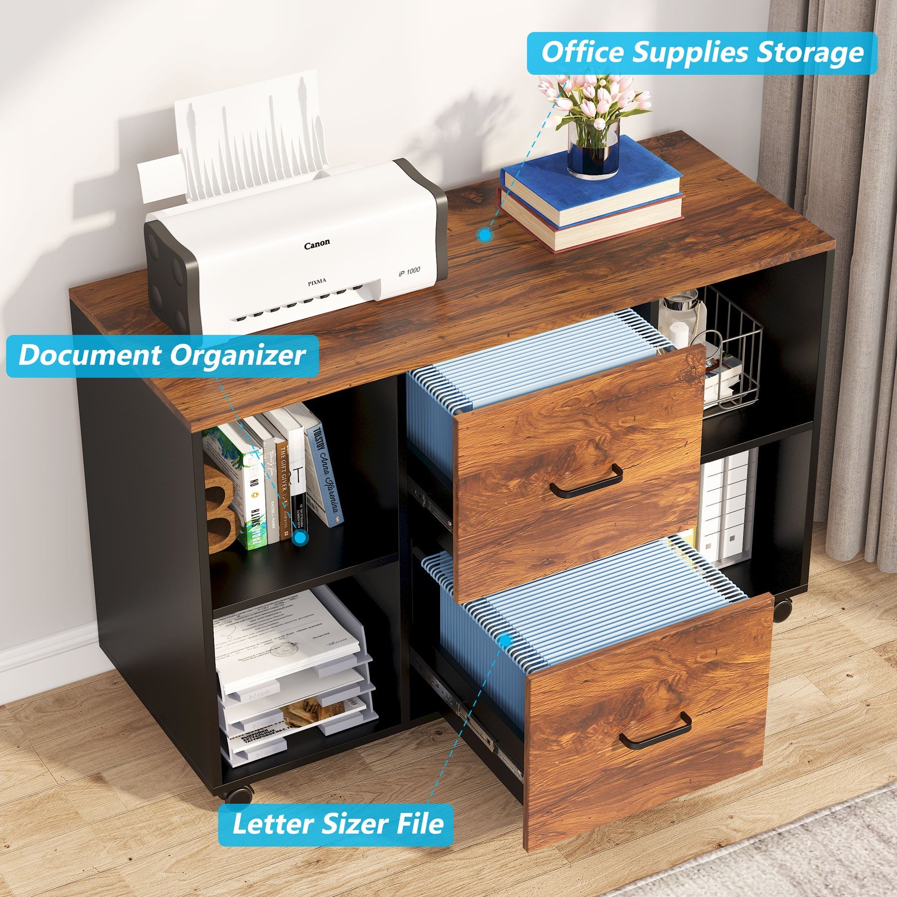 Tribesigns L-Shaped Desk, 55" Office Desk with 40" Mobile File Cabinet Tribesigns